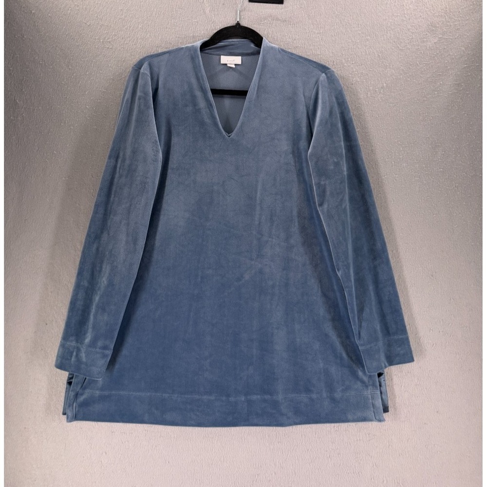 J. Jill Tunic Top Womens S Dusty Blue Velour Velvet Soft Quiet luxury Minimalist